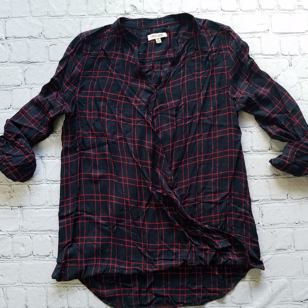 Wild Hart Blue & Red Plaid Wrap Shirt Sz Small